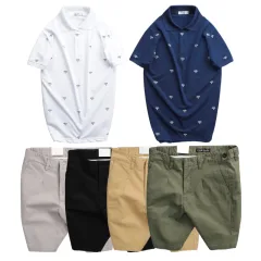 Nơi lấy sỉ set Bộ Nam - Áo Thun Nam Polo Cổ Bẻ In Họa Tiết Đơn Giản Thun Cá Sấu Poly Và Quần Short Kaki Co Giãn Phối Nút Cao Cấp (Có Size 36)