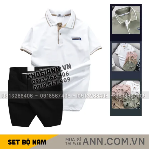 Bộ Nam Polo Pack Horse Thêu Logo Kèm Quần Short Kaki Size 36