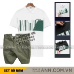 Nguồn hàng sỉ set Bộ Nam - Áo Thun Nam Polo Cổ Bẻ Phối Họa Tiết Sọc Ngang Cá Sấu Poly - Quần Short Kaki Co Giãn Phối Nút Cao Cấp (Có Size 36)