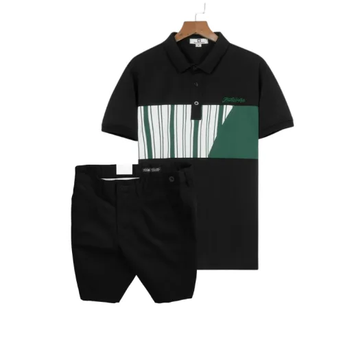 Nguồn hàng sỉ set Bộ Nam - Áo Thun Nam Polo Cổ Bẻ Phối Họa Tiết Sọc Ngang Cá Sấu Poly - Quần Short Kaki Co Giãn Phối Nút Cao Cấp (Có Size 36)