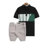 Nguồn hàng sỉ set Bộ Nam - Áo Thun Nam Polo Cổ Bẻ Phối Họa Tiết Sọc Ngang Cá Sấu Poly - Quần Short Kaki Co Giãn Phối Nút Cao Cấp (Có Size 36)