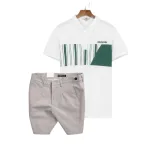 Nguồn hàng sỉ set Bộ Nam - Áo Thun Nam Polo Cổ Bẻ Phối Họa Tiết Sọc Ngang Cá Sấu Poly - Quần Short Kaki Co Giãn Phối Nút Cao Cấp (Có Size 36)