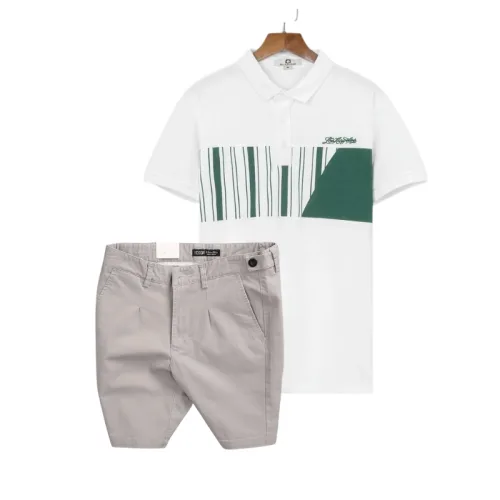 Nguồn hàng sỉ set Bộ Nam - Áo Thun Nam Polo Cổ Bẻ Phối Họa Tiết Sọc Ngang Cá Sấu Poly - Quần Short Kaki Co Giãn Phối Nút Cao Cấp (Có Size 36)