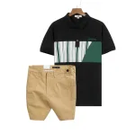 Nguồn hàng sỉ set Bộ Nam - Áo Thun Nam Polo Cổ Bẻ Phối Họa Tiết Sọc Ngang Cá Sấu Poly - Quần Short Kaki Co Giãn Phối Nút Cao Cấp (Có Size 36)