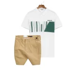 Nguồn hàng sỉ set Bộ Nam - Áo Thun Nam Polo Cổ Bẻ Phối Họa Tiết Sọc Ngang Cá Sấu Poly - Quần Short Kaki Co Giãn Phối Nút Cao Cấp (Có Size 36)