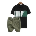 Nguồn hàng sỉ set Bộ Nam - Áo Thun Nam Polo Cổ Bẻ Phối Họa Tiết Sọc Ngang Cá Sấu Poly - Quần Short Kaki Co Giãn Phối Nút Cao Cấp (Có Size 36)