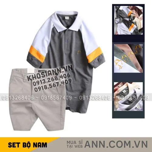 Nơi lấy sỉ set Bộ Nam - Áo Thun Nam Polo Cổ Bẻ Phối Màu Thêu Logo Trước Ngực Hey Boy Và Quần Short Kaki Co Giãn Phối Nút Cao Cấp (Có Size 36)