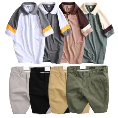 Nơi lấy sỉ set Bộ Nam - Áo Thun Nam Polo Cổ Bẻ Phối Màu Thêu Logo Trước Ngực Hey Boy Và Quần Short Kaki Co Giãn Phối Nút Cao Cấp (Có Size 36)
