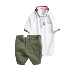 Chỗ sỉ set Bộ Nam - Áo Thun Nam Polo Cổ Bẻ Phối Sọc Thêu Logo Chữ Trước Ngực Bền Đẹp Và Quần Short Kaki Co Giãn Phối Nút Cao Cấp (Có Size 36)