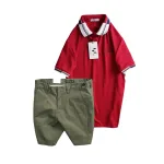 Chỗ sỉ set Bộ Nam - Áo Thun Nam Polo Cổ Bẻ Phối Sọc Thêu Logo Chữ Trước Ngực Bền Đẹp Và Quần Short Kaki Co Giãn Phối Nút Cao Cấp (Có Size 36)