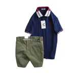Chỗ sỉ set Bộ Nam - Áo Thun Nam Polo Cổ Bẻ Phối Sọc Thêu Logo Chữ Trước Ngực Bền Đẹp Và Quần Short Kaki Co Giãn Phối Nút Cao Cấp (Có Size 36)