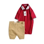 Chỗ sỉ set Bộ Nam - Áo Thun Nam Polo Cổ Bẻ Phối Sọc Thêu Logo Chữ Trước Ngực Bền Đẹp Và Quần Short Kaki Co Giãn Phối Nút Cao Cấp (Có Size 36)
