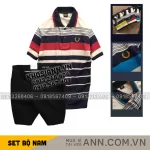 Chỗ sỉ set Bộ Nam - Áo Thun Nam Polo Cổ Bẻ Phối Sọc Vải Cotton Thêu Logo Hoàng Gia Và Quần Short Kaki Co Giãn Phối Nút Cao Cấp (Có Size 36)