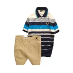Chỗ sỉ set Bộ Nam - Áo Thun Nam Polo Cổ Bẻ Phối Sọc Vải Cotton Thêu Logo Hoàng Gia Và Quần Short Kaki Co Giãn Phối Nút Cao Cấp (Có Size 36)