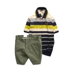 Chỗ sỉ set Bộ Nam - Áo Thun Nam Polo Cổ Bẻ Phối Sọc Vải Cotton Thêu Logo Hoàng Gia Và Quần Short Kaki Co Giãn Phối Nút Cao Cấp (Có Size 36)
