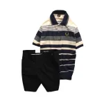 Chỗ sỉ set Bộ Nam - Áo Thun Nam Polo Cổ Bẻ Phối Sọc Vải Cotton Thêu Logo Hoàng Gia Và Quần Short Kaki Co Giãn Phối Nút Cao Cấp (Có Size 36)