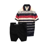 Chỗ sỉ set Bộ Nam - Áo Thun Nam Polo Cổ Bẻ Phối Sọc Vải Cotton Thêu Logo Hoàng Gia Và Quần Short Kaki Co Giãn Phối Nút Cao Cấp (Có Size 36)
