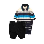 Chỗ sỉ set Bộ Nam - Áo Thun Nam Polo Cổ Bẻ Phối Sọc Vải Cotton Thêu Logo Hoàng Gia Và Quần Short Kaki Co Giãn Phối Nút Cao Cấp (Có Size 36)