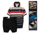 Chỗ sỉ set Bộ Nam - Áo Thun Nam Polo Cổ Bẻ Phối Sọc Vải Cotton Thêu Logo Hoàng Gia Và Quần Short Kaki Co Giãn Phối Nút Cao Cấp (Có Size 36)