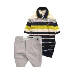 Chỗ sỉ set Bộ Nam - Áo Thun Nam Polo Cổ Bẻ Phối Sọc Vải Cotton Thêu Logo Hoàng Gia Và Quần Short Kaki Co Giãn Phối Nút Cao Cấp (Có Size 36)