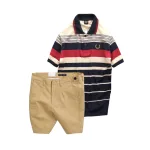 Chỗ sỉ set Bộ Nam - Áo Thun Nam Polo Cổ Bẻ Phối Sọc Vải Cotton Thêu Logo Hoàng Gia Và Quần Short Kaki Co Giãn Phối Nút Cao Cấp (Có Size 36)