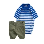 Chuyên sỉ set Bộ Nam - Áo Thun Nam Polo Cổ Bẻ Sọc Ngang Thêu Logo Trước Ngực Và Quần Short Kaki Co Giãn Phối Nút Cao Cấp (Có Size 36)