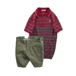 Chuyên sỉ set Bộ Nam - Áo Thun Nam Polo Cổ Bẻ Sọc Ngang Thêu Logo Trước Ngực Và Quần Short Kaki Co Giãn Phối Nút Cao Cấp (Có Size 36)