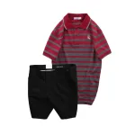 Chuyên sỉ set Bộ Nam - Áo Thun Nam Polo Cổ Bẻ Sọc Ngang Thêu Logo Trước Ngực Và Quần Short Kaki Co Giãn Phối Nút Cao Cấp (Có Size 36)