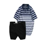Chuyên sỉ set Bộ Nam - Áo Thun Nam Polo Cổ Bẻ Sọc Ngang Thêu Logo Trước Ngực Và Quần Short Kaki Co Giãn Phối Nút Cao Cấp (Có Size 36)