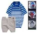 Chuyên sỉ set Bộ Nam - Áo Thun Nam Polo Cổ Bẻ Sọc Ngang Thêu Logo Trước Ngực Và Quần Short Kaki Co Giãn Phối Nút Cao Cấp (Có Size 36)
