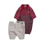 Chuyên sỉ set Bộ Nam - Áo Thun Nam Polo Cổ Bẻ Sọc Ngang Thêu Logo Trước Ngực Và Quần Short Kaki Co Giãn Phối Nút Cao Cấp (Có Size 36)
