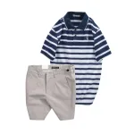 Chuyên sỉ set Bộ Nam - Áo Thun Nam Polo Cổ Bẻ Sọc Ngang Thêu Logo Trước Ngực Và Quần Short Kaki Co Giãn Phối Nút Cao Cấp (Có Size 36)