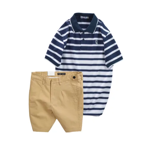 Chuyên sỉ set Bộ Nam - Áo Thun Nam Polo Cổ Bẻ Sọc Ngang Thêu Logo Trước Ngực Và Quần Short Kaki Co Giãn Phối Nút Cao Cấp (Có Size 36)