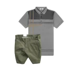 Bộ nam cao cấp áo thun polo cổ bẻ sọc nhuyễn phối túi và quần short kaki co giãn phối nút (có size 36)