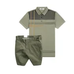 Bộ nam cao cấp áo thun polo cổ bẻ sọc nhuyễn phối túi và quần short kaki co giãn phối nút (có size 36)