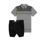 Bộ nam cao cấp áo thun polo cổ bẻ sọc nhuyễn phối túi và quần short kaki co giãn phối nút (có size 36)