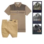 Bộ nam cao cấp áo thun polo cổ bẻ sọc nhuyễn phối túi và quần short kaki co giãn phối nút (có size 36)