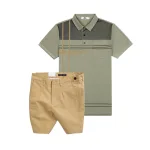 Bộ nam cao cấp áo thun polo cổ bẻ sọc nhuyễn phối túi và quần short kaki co giãn phối nút (có size 36)