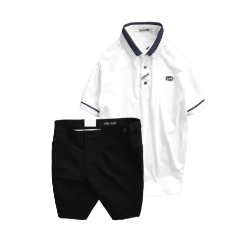 Bộ nam gồm áo thun polo cổ bẻ tay ngắn viền bo và quần short kaki co giãn phối nút cao cấp (có size 36)