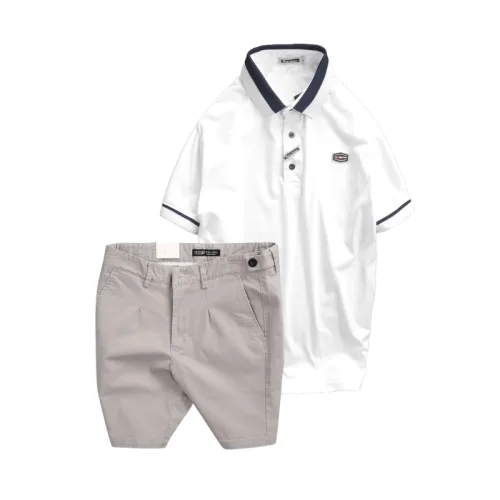 Bộ nam gồm áo thun polo cổ bẻ tay ngắn viền bo và quần short kaki co giãn phối nút cao cấp (có size 36)
