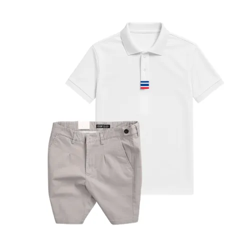 Bộ Nam Polo Cổ Bẻ Thêu 3 Sọc Đỏ Xanh, Short Kaki Co Giãn Phối Nút Size 36