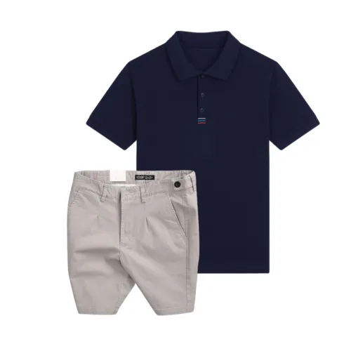 Bộ Nam Polo Cổ Bẻ Thêu 3 Sọc Đỏ Xanh, Short Kaki Co Giãn Phối Nút Size 36
