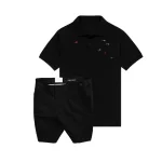Bộ nam áo polo cổ bẻ thêu cá mập trước ngực cùng quần short kaki co giãn size 36
