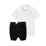 Bộ nam áo polo cổ bẻ thêu cá mập trước ngực cùng quần short kaki co giãn size 36