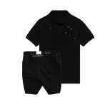 Bộ nam áo polo cổ bẻ thêu cá mập trước ngực cùng quần short kaki co giãn size 36