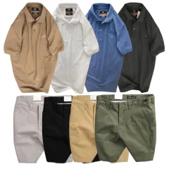 Nguồn hàng sỉ set Bộ Nam - Áo Thun Nam Polo Cổ Bẻ Thêu Chữ Trước Ngực Cao Cấp Và Quần Short Kaki Co Giãn Phối Nút Cao Cấp (Có Size 36)