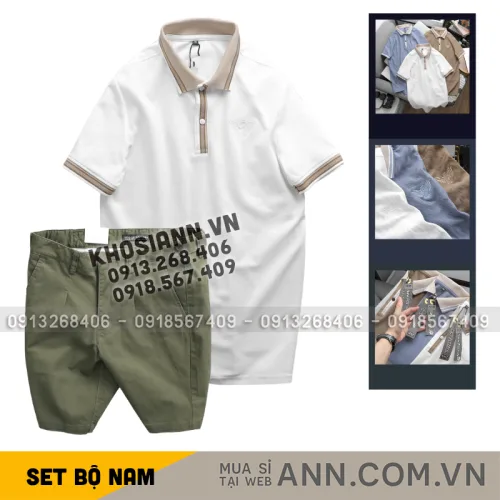 Nguồn hàng sỉ set Bộ Nam - Áo Thun Nam Polo Cổ Bẻ Thêu Logo Đại Bàng Và Áo Thun Nam Polo Cổ Bẻ Thêu Logo Đại Bàng