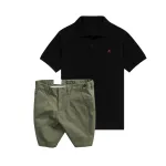 Shop sỉ set Bộ Nam - Áo Thun Nam Polo Cổ Bẻ Thêu Logo Chữ R Trước Ngực Và Quần Short Kaki Co Giãn Phối Nút Cao Cấp (Có Size 36)