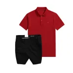 Shop sỉ set Bộ Nam - Áo Thun Nam Polo Cổ Bẻ Thêu Logo Chữ R Trước Ngực Và Quần Short Kaki Co Giãn Phối Nút Cao Cấp (Có Size 36)