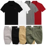 Shop sỉ set Bộ Nam - Áo Thun Nam Polo Cổ Bẻ Thêu Logo Chữ R Trước Ngực Và Quần Short Kaki Co Giãn Phối Nút Cao Cấp (Có Size 36)